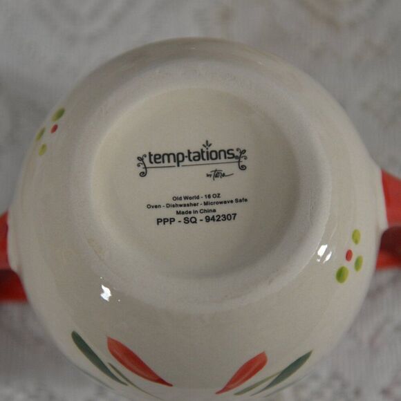 Temp-tations Old World Red and Green Seasonal Lidded Soup Crocks and Tray - Picture 6 of 8